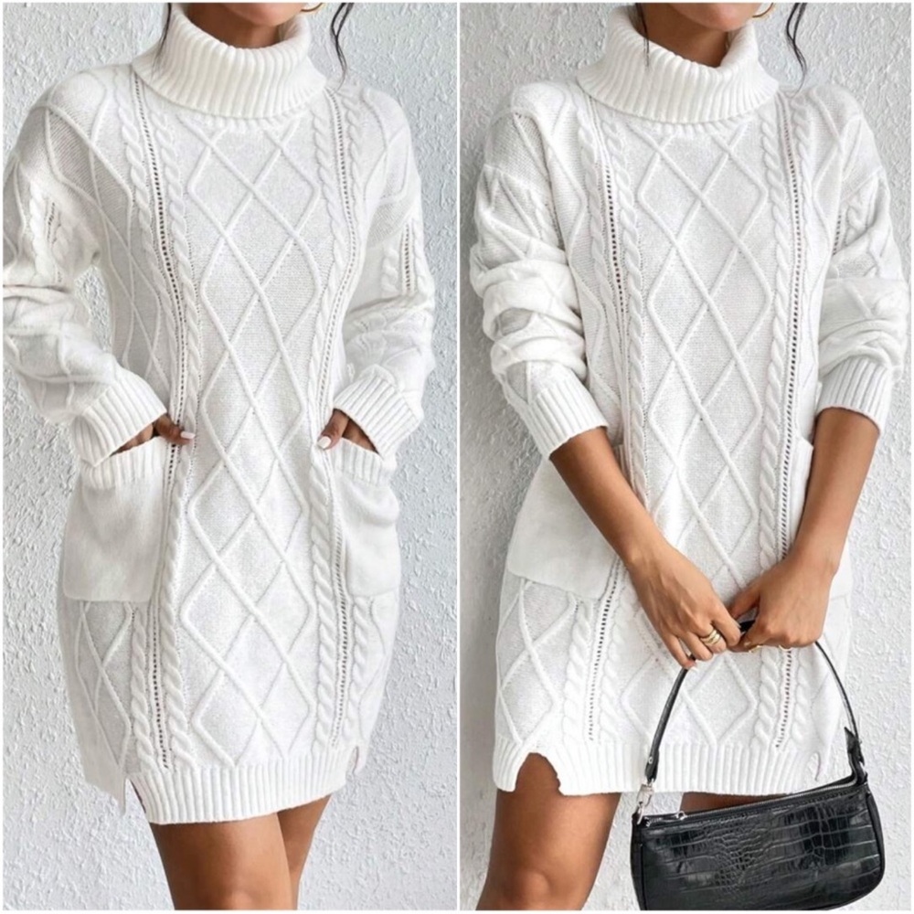 Plus Cozy Turtleneck Knit Oversized Sweater Dress 1X 2X 3X 4X